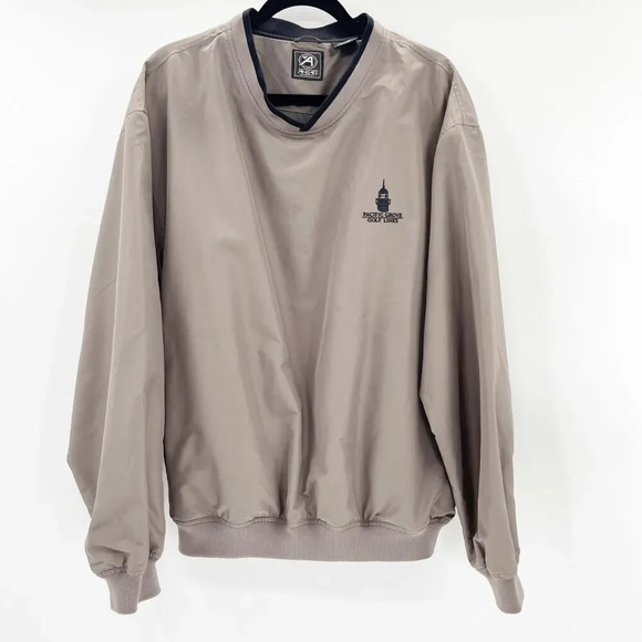 Vintage Mens Golf Windbreaker Size M Tan Oversized V Neck Pullover 90s